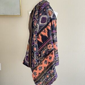 Boho Scarf Blue Coral Tribal 100% Cotton Embroidered Festival Hippie India New